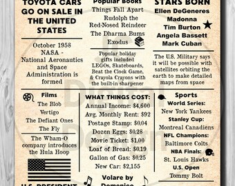 1958 facts poster | Etsy