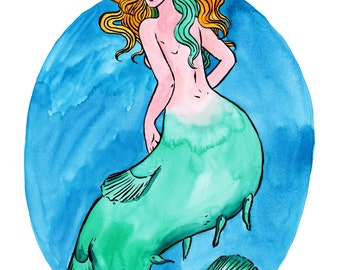Custom Mermaid Portrait - A4 - made to order