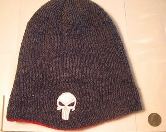 NEW, Marvel comics themed, The Punisher & Daredevil themed, Two Sided, Comic Hero monogram/logo stitched, knitted Watch cap, reversible.