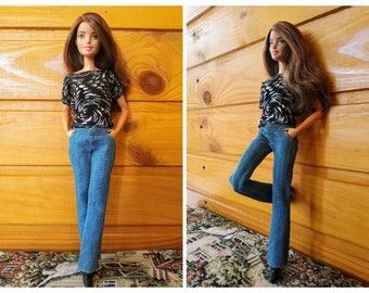 Barbie clothes, Barbie Jeans, Denim pants for the Barbie doll (M2M, Belly Button, regular Fashionista)