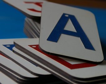 Sandpaper Letters, Uppercase, Lowercase and Numbers mounted on 3"x5" FIBERBOARD wood