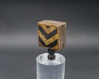Custom Lamp Finial Featuring Gold and Black Chevron