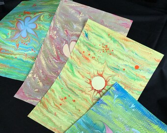 Hand-marbled Gift Wrap Marbled Paper Ebru Bright Patterns Large - 10 Dollars Each