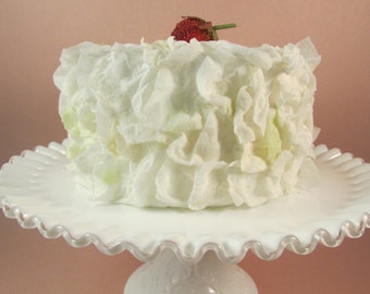 Fake Cake White Faux Flower Petal Cake with a Strawberry on Top Bridal Shower Decor Birthday Party Cake Display Cake