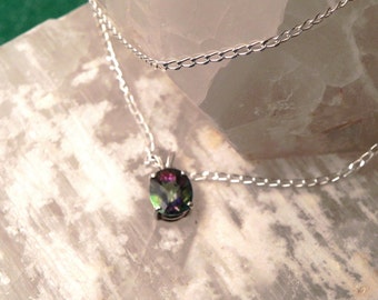 10x8mm Mystic Topaz & Sterling Silver 18" Necklace