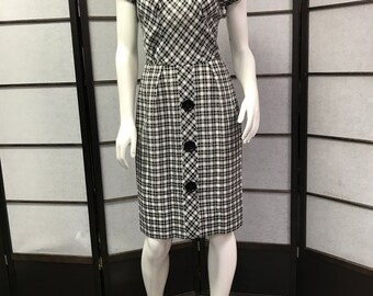 50s/60s Vintage R&K Lovely Black and White Dress