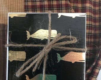 Set of 4 Coasters- Lg Whales
