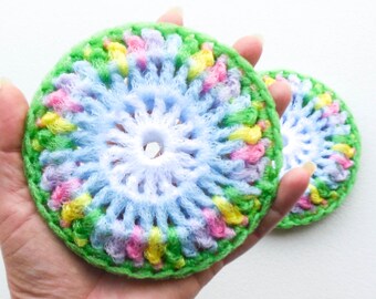 Large Crochet Pot Scrubbers - Set of 2 through 8 - Pastel Nylon Dish Scrubbies - 5 inch Kitchen Scrubby