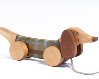 Pull Dog, Kids Wooden Toy Dog, Pull Toy Dog, Wood Toddlers Toy, Wood Toy, Wooden Pull Toys, Wooden Dachshund