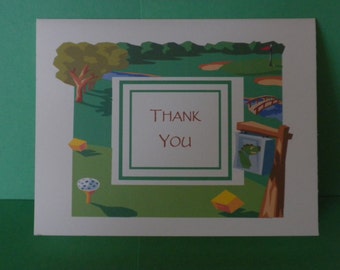 Golf Theme Thank You Note Cards