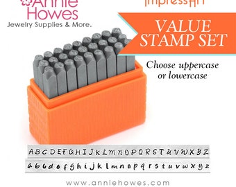 Metal Stamp Alphabet Set. Your Choice of Uppercase or Lowercase set. Impressart Basic Bridgette Alphabet Stamps