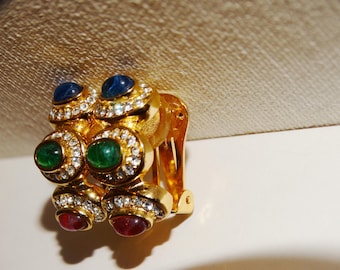 Vintage Christian Dior Couture Gold Plate Clip On Earrings.