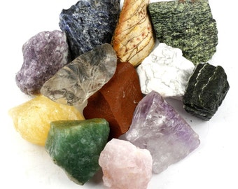 Crystal Allies Materials 3 Pounds Bulk Rough 10-Stone Assorted Brazilian Mix Natural Raw Stones for Cabbing, Cutting,and much more
