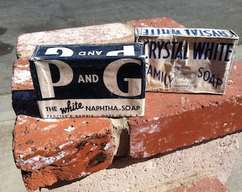 Vintage 40's "CRYSTAL WHiTE" Soap Bar - "P & G" White Naphtha Soap Bar
