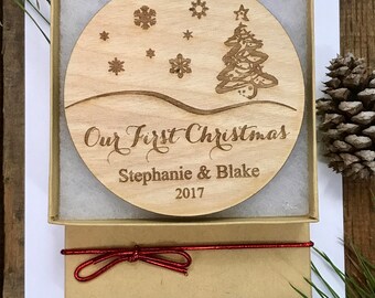 Our First Christmas Ornament, Mr and Mrs Personalized Ornament, Couples Gift, Mr & Mrs Wedding Gift, Engraved Christmas Ornament