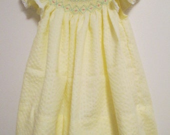 Hand Smocked Bishop Dress, Size 12 months