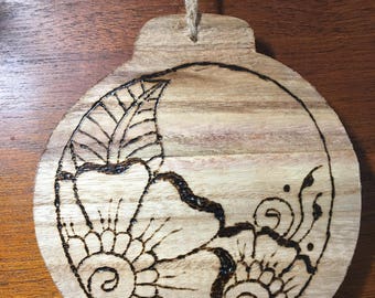 Large Wooden Henna Style Ornament