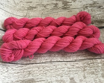 Naturally dyed yarn - cochineal on Superwash BFL - mini skeins