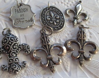 Fleur de lis charm set, fleur de lis, Paris charm set, Frence charms, Charm set, charms, fleur de lis,