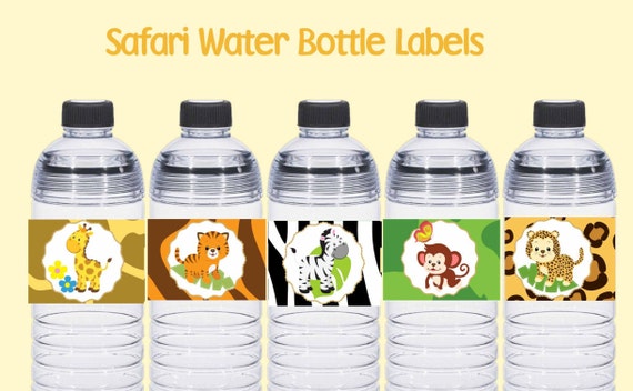 Safari water bottle labels Safari Birthday Decorations