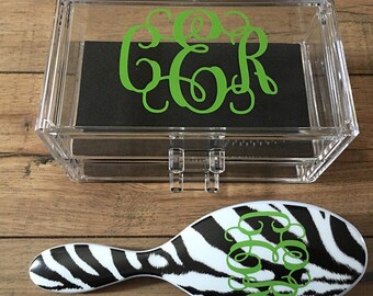 monogrammed 2 drawer acrylic jewelry box