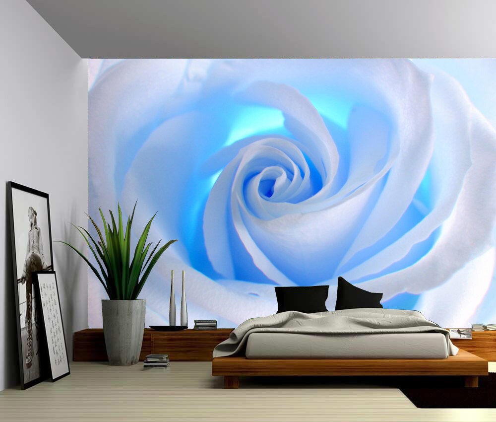 Blue Rose Large Wall Mural Self-adhesive Vinyl Wallpaper