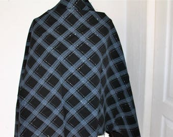 Black plaid fabric with lurex thread