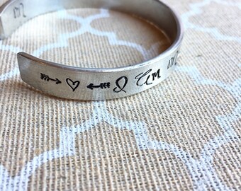 Cuff Bracelet-Hand stamped bracelet-Hand stamped cuff bracelet-Personalized and custom bracelet for women-Pewter cuff bracelet