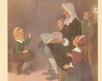 Antique Color Illustration 1940 Colored Print Children's Spiritual Print Home Nursery Decor Sing in Praise Book Print Marjorie Torrey Print