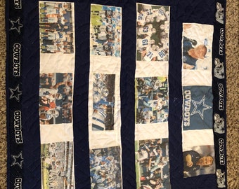 Dallas Cowboys Quilt - Hand Quilted - 42" X 34" Lap Quilt or Wall Hanging