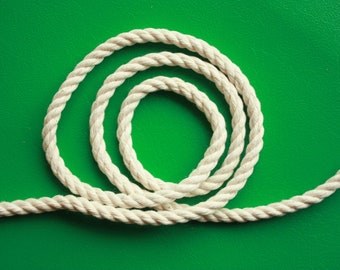 4 mm Cotton Rope = 1 Roll = 100 Meter = 110 Yards of Natural and Elegant 100 % COTTON TWISTED CORD - Semi White - Offwhite - Raw White
