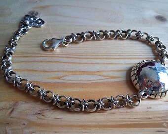 Handcrafted silver link bracelet, chain bracelet, handforged silver, sterling silver bracelet, handcut jewelry, gift for her