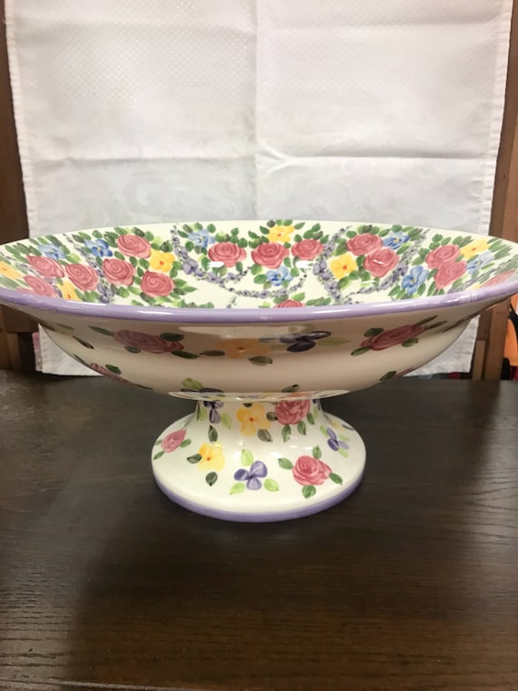 Spring Chintz footed pedestal bowl