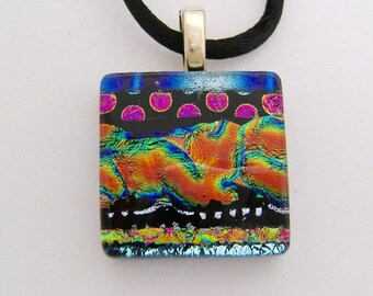 Dichroic glass pendant necklace. dichroic jewelry.