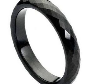 Black IP Faceted Ring – 4mm