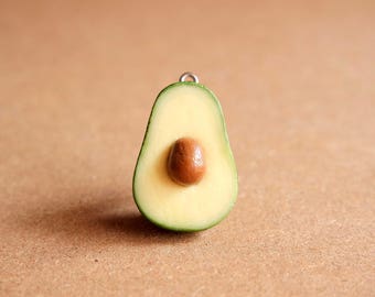 Avocado Charm - Miniature Food Jewelry, Polymer Clay Food. Miniature Avocado. Avocado Jewelry. Vegetables.
