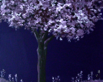Purple Tree, Spring Landscape, Acrylic Painting, Canvas Art, Home Decor, Tree Painting, Nature Art, Wall Art, Original Painting