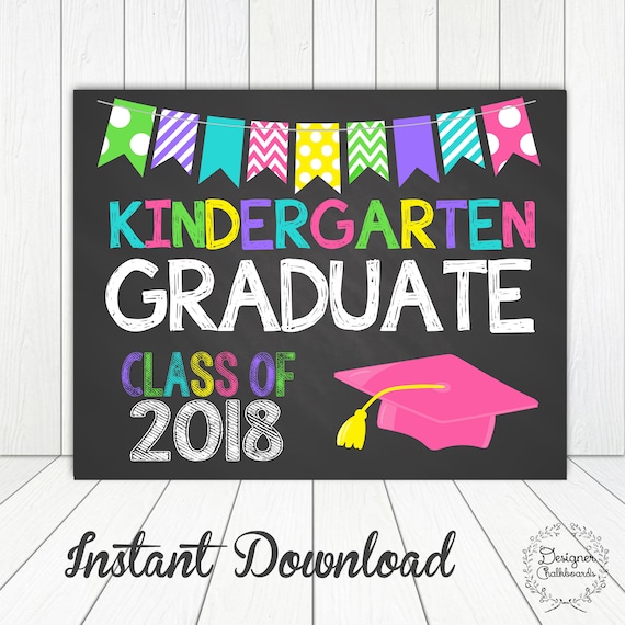 KINDERGARTEN GRADUATION Sign Chalkboard Poster Photo Prop