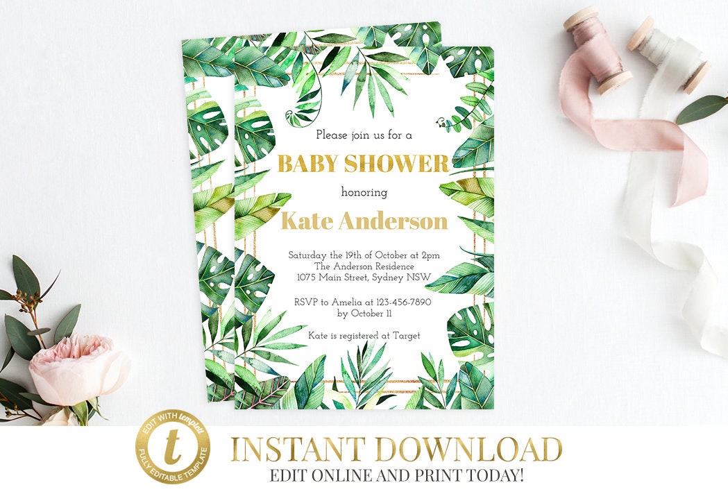 Greenery Baby Shower Invite Baby Sower Shower Invitation Gender