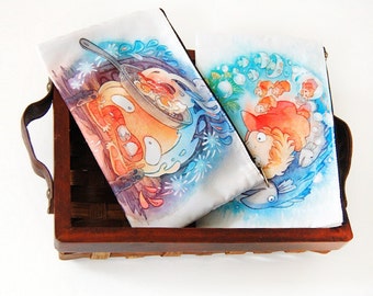Howl's Moving Castle Calcifer Ponyo Studio Ghibli Zipper Bag