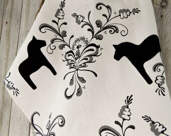 Swedish Horse Kitchen Towel Dala Horse Tea Towel Scandinavian Folk Art Dish Towel Dala Horse Towel Gift For Horse Lover Christmas Gift