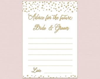Advice for the Bride and Groom, Gold wedding advice cards download, advice for bride and groom, bridal shower advice cards printable pdf BL5
