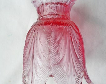 FENTON Raspberry PInk Art Glass LOTUS Candlestick - Votive Candle Holder