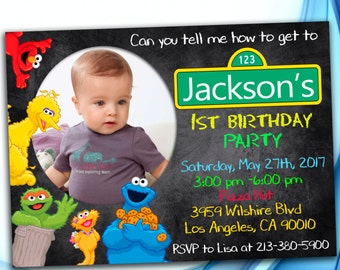 Sesame Street Invitation. Sesame Street Birthday Invitation. Sesame Street Photo Invitation. Sesame Street Party