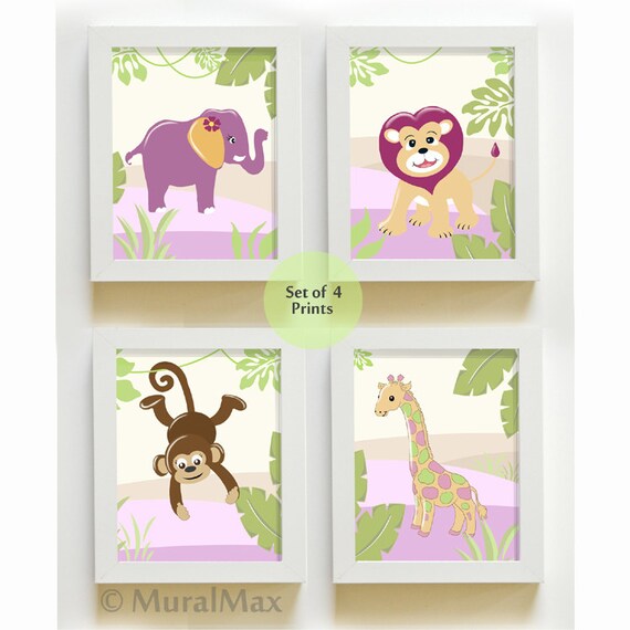 Jungle Nursery Art Jungle Friends Nursery Print Girl Nursery