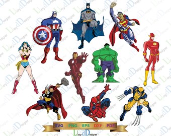 Superheroes SVG Superhero clipart super hero svg superhero svg spiderman hulk wonder woman batman svg eps dxf png files for cameo cricut