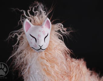 Hanami the Sakura Kitsune poseable art doll OOAK.