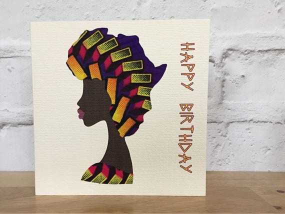 african woman card map of africa hair african print greeting