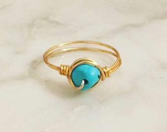 Gold Turquoise Gemstone ring • Turquoise ring • Gemstone ring • Boho ring • Gold ring