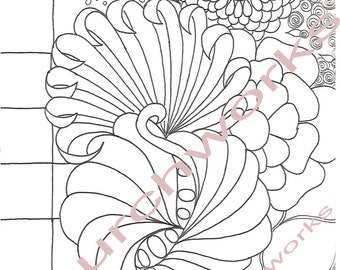 Digital Coloring Page Floral #3